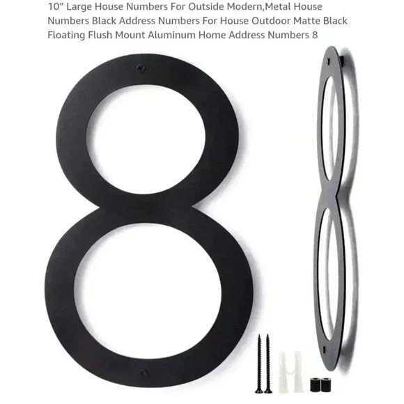 Black Metal House Number 8 is 10 inches tall - Picture 1 of 6